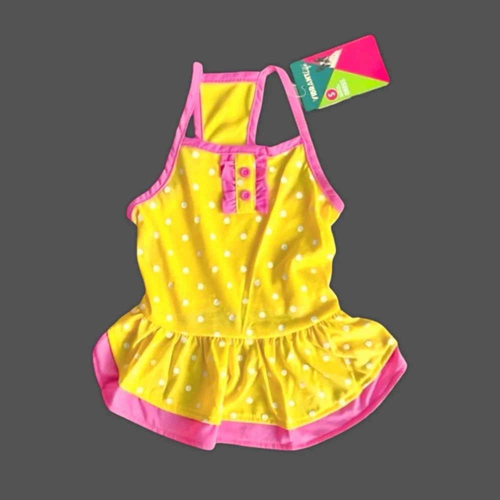 Vibrant Life Yellow Polka Dot Dog Dress